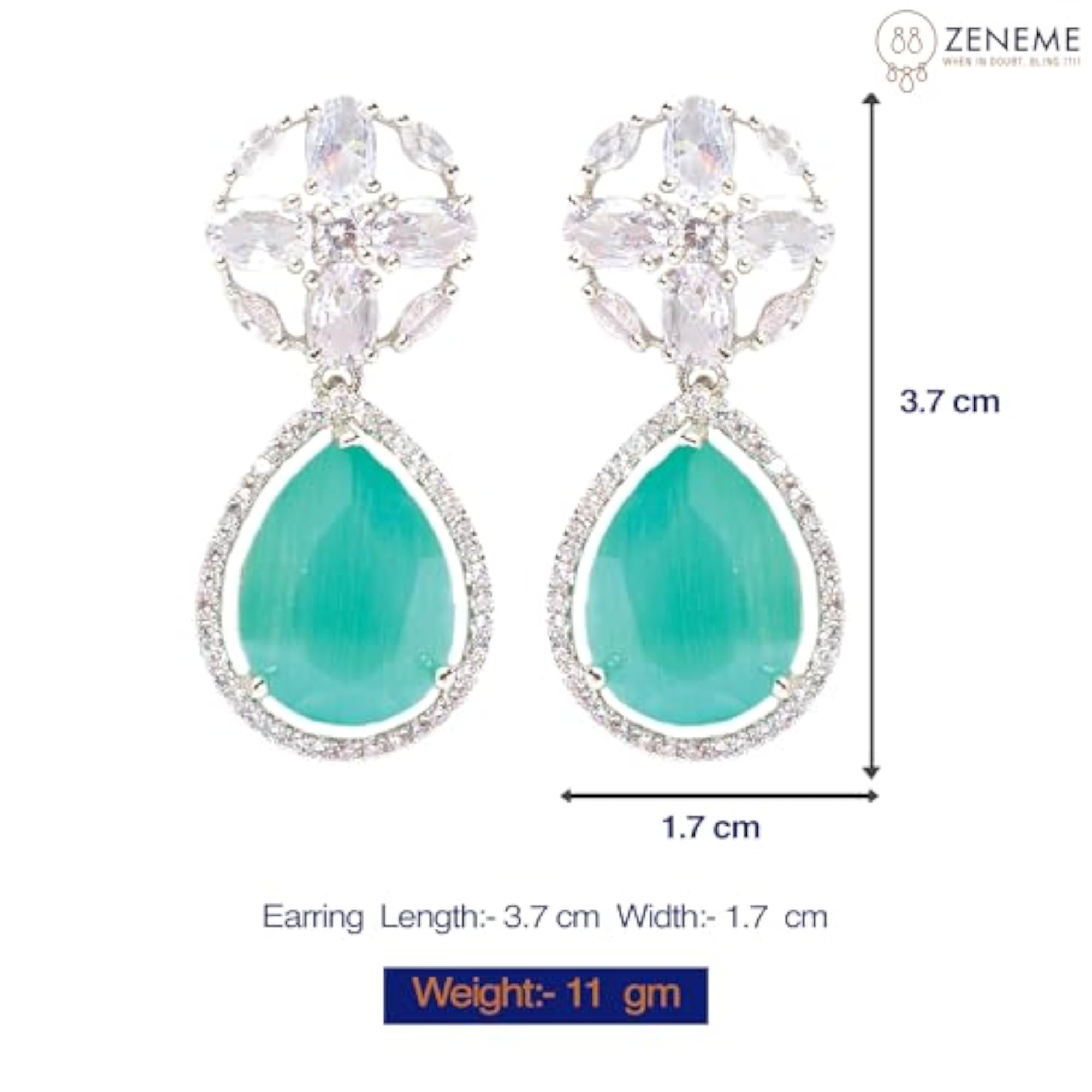 Rhodium-Plated Teardrop & Floral Drop Earrings