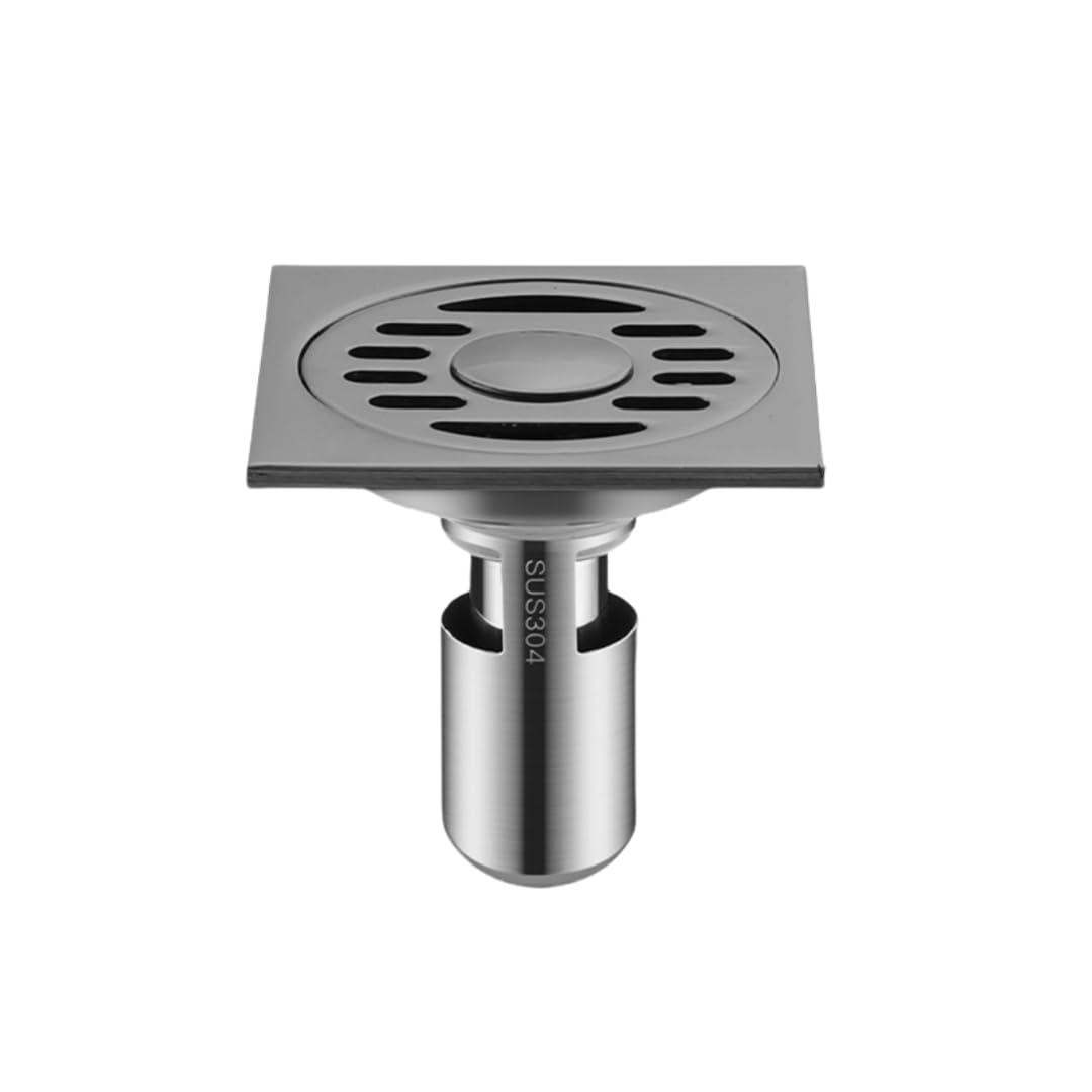 KJdxfhFH Bathroom floor drains, Bathroom Floor Drain 304 Stainless Steel with Backflow(Round Bar Gray Dual Use)