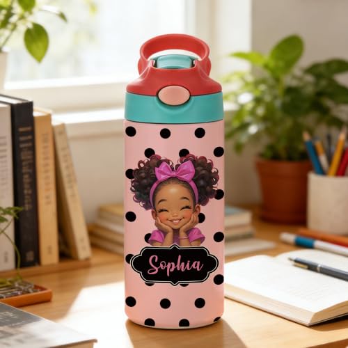 Image of callie Personalized Insulated Water Bottle for Girls 12 oz, Custom Cartoon Character