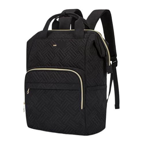 Backpack Women's Travel Backpack Large Capacity Wide Open Business 15.6 Inch Backpack Bags Large Capacity(Cool Black)