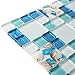 Blujellyfish Thoosa Glass Tiles 2'' x 2'' Real Seashell Inside Beach Style Seafoam Blue Colors Glass Imprints Wall Backsplash Mosaics(Pack of 10 sq.feet)