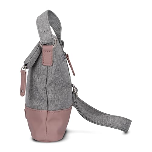Zwei Damen Rolltop-Handtasche Olli OT6 Umhängetasche 2/4 Liter klassische Crossbody Bag wasserabweisend robust strapazierfähig Bicolor Design Schultertasche, hochwertig verarbeitet (powder)