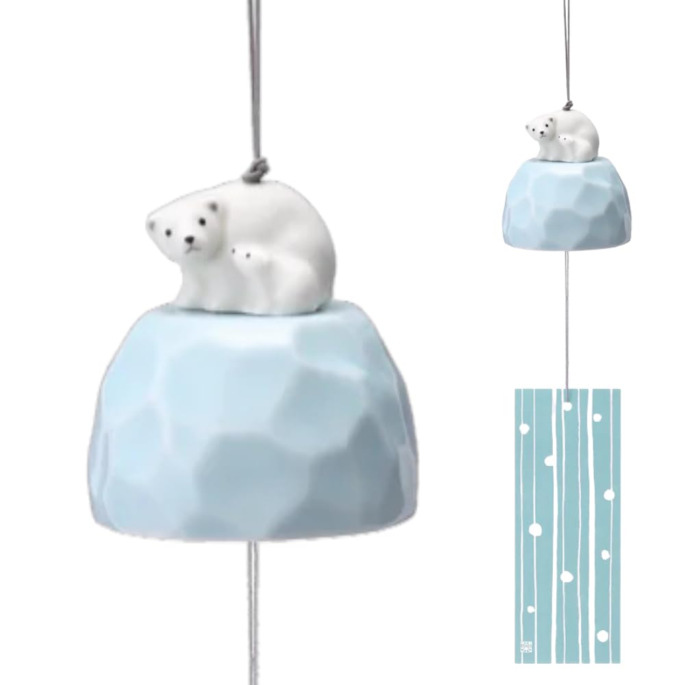 [Setoyaki Wind Chime] Polar Bear Wind Chime, Fuurin, Made in Japan, Ceramic, Pottery, Kitsusako : DIY, Tools & Garden