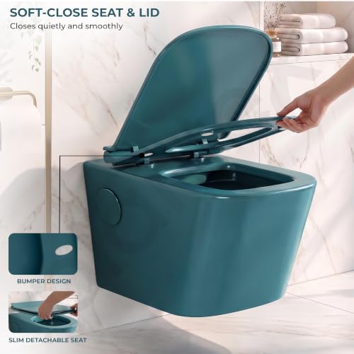 Image of Plantex Commode for Toilet /Rimless Western Commode /Wall Hung Toilet with Soft Close Seat - P Trap (T05, Green)