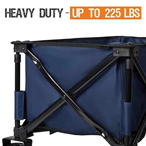 Portal Collapsible Folding Utility Wagon, Foldable Portable Carts Heavy Duty, Large Capacity Beach Wagon With All Terrain Wheels For Outdoor Camping, Garden, Shopping, Groceries, Blue #TOP2