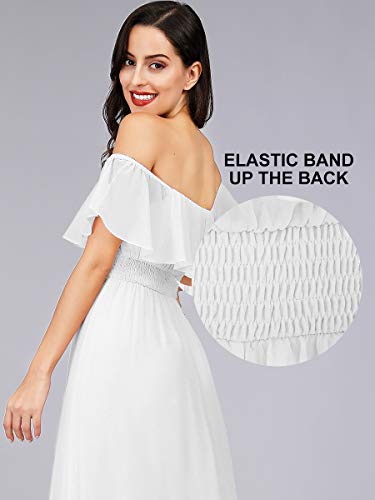Ever-Pretty Womens Off Shoulder Ruffle Top Maxi Party Dresses White US6 - Image 3