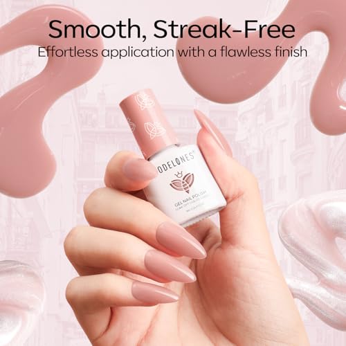 Modelones Gel Nail Kit with UV Lamp, 4 Colors Gel Nail Polish Kit Mini Salon, Base &Top Coat and Stickers, Milky White Nude Pink Glitter Gel Polish Set DIY Home Nail Art Manicure Set for Women - Image 4
