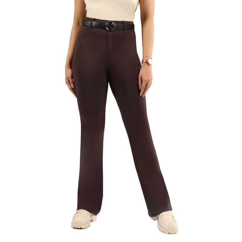 Blissclub AM:PM Air Flare Trousers Cotton for Women Above 5’5 ft Tall | Bootcut Trousers and Formal Pants for Women Office wear | Tailored fit