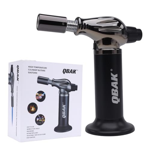 Soplete De Cocina Profesional Antorcha Butano Encendedor, Mini Culinario Soplete con Cerradura de Seguridad & Llama Ajustable para barbacoa Brulée Crema Cámping (Gas no Incluido)