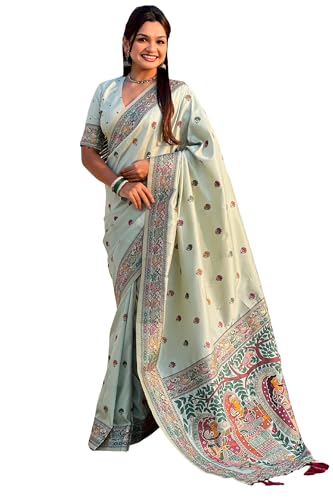 Image of SGF11 Women's Kanjivaram Pure Soft Silk Saree With Unstitched Blouse Piece