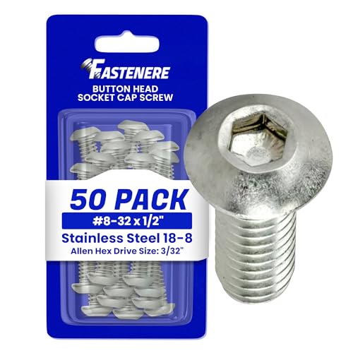 Fastenere Button Head Socket Cap Screws - 8-32 x 1/2