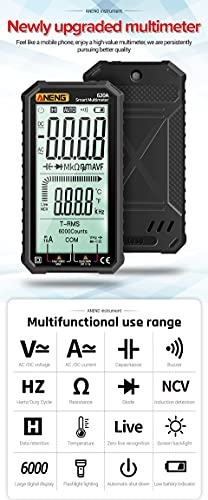 Aneng 620A True Rms 4.7-Inch Lcd Automatic + Manual Pocket Digital Multimeter 6000 Counts Ac Dc Current Voltage Resistance Continuity Diode Capacitance Temperature Frequency Test #TOP1