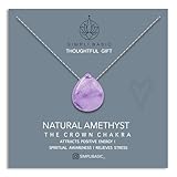 SIMPLÍ BASIC Silver Plated Teardrop Amethyst Pendant Necklace/Silver Jewellery for Women/Natural Healing Stone Charm/Presented in Gift Box