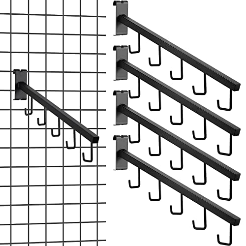 Therwen THERWEN-SLATWALL HANGERS-0257 4 Pcs Gridwall Accessories Metal 5 Hooks Waterfall Hangers 16.5 Inch Square Tubing Straight Arm Gridwall Waterfall Hooks Hangers cover