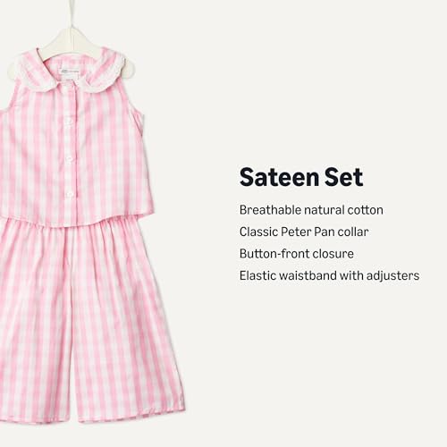 Image of Amazon Essentials x Sofia Grainge Toddlers and Baby Girls' Cotton Sateen Sleeveless Top and Pants Play Set
