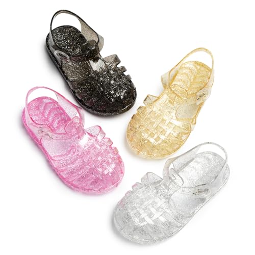 CENCIRILY Toddler Girls Jelly Sandals Soft Rubber Sole Closed Toe Glitter Sparkle Summer Beach Holiday Princess Dress Up Shoes - Image 2