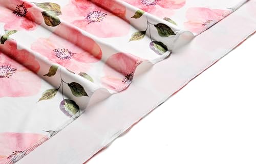 Image of Newborn Floral Print Blanket Baby Stretch Wrap Swaddle Receiving Blanket with Matching Headband and Name Card (Pink and Red)