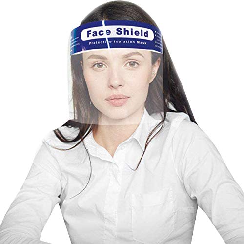 Super Sale 🛒 Transparent Face Shield Protector Reusable Easy To Clean And Disinfect Visor Protection For Face Eyes Nose Mouth With Elastic Band And Soft Sponge, 5 Pack