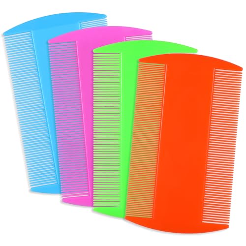4 Pcs Lice Combs Double Sided Fine Tooth Comb Lice Comb For Dandruff Removal Thick Hair Tooth Head Nit Hair Combs For Adults Kids And Pet's Remove Head Lice Nits Fleas(4 Colors) (Light color)