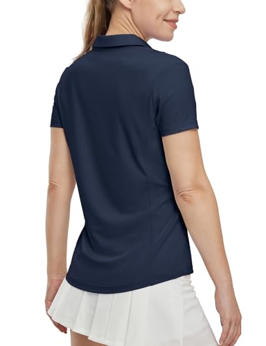 Image of BGOWATU Women's Short Sleeve Golf Tennis Polo Shirts V Neck Collared Workout Tops UV Protection Dry Fit