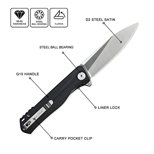 Image of Petrified fish PF818 3.54 inch D2 Steel Satin Blade Pocket Folding Knife
