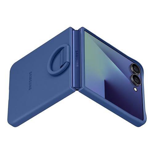Image of Samsung Galaxy Z Flip7 Official Ring Phone Case Silicone, Easy to Carry, Soft, Sleek, US Version, Navy