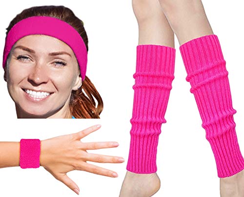 80s Workout Costumes for Women | 80s Accessories for Women | 80s Leg Warmers Set Neon Pink