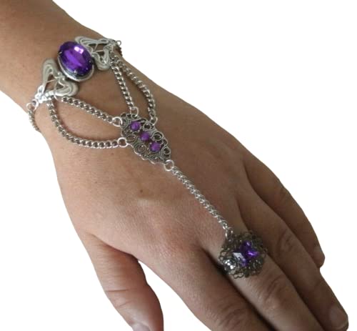 Purple Slave Bracelet, handmade jewelry boho bohemian hippie gypsy moroccan renaissance medieval victorian gothic hand chain