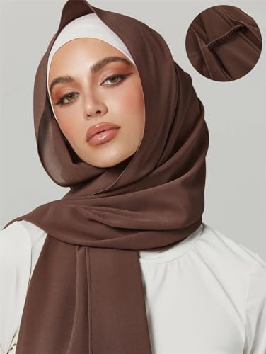 Niiyyjj Muslim Women Chiffon Hijab Scarf With Elastic Band Headscarf Wraps Islam Headband Turban Scarf3
