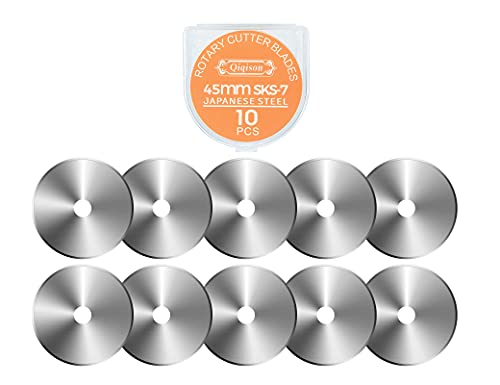10PCS 45mm Quilting Rotary Cutter Blades for Olfa Fiskars etc, Japanese Steel Fabric Cutting Blades Refill for Quilting Sewing Scrapbooking, Straight Rotary Blades Refill Roller Blades