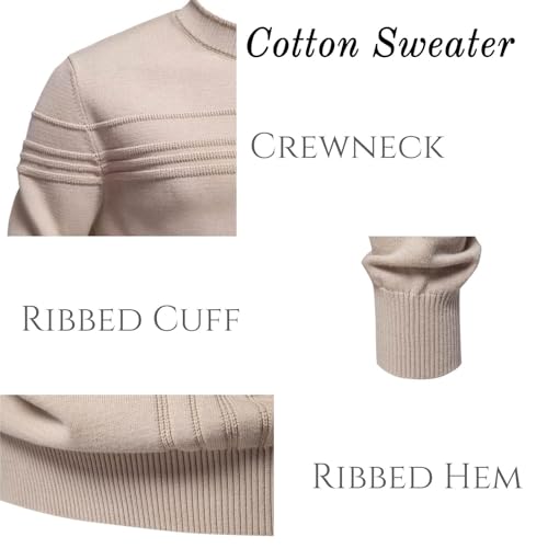 Men's Crewneck Pullover Sweater, Cotton Knit Long Sleeve Dress Sweaters, Fashion Slim Fit Sweater4