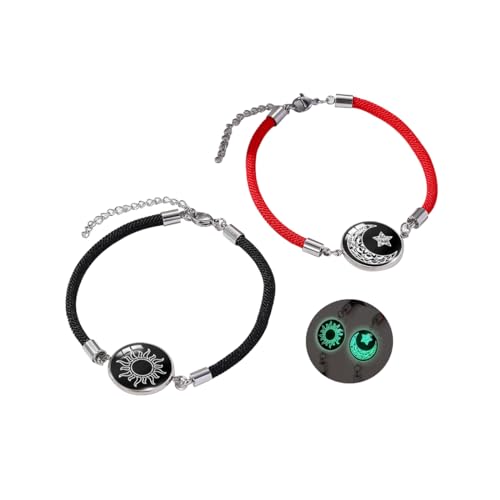 Zmjk Colourful Sun Moon Bracelets For Women Luminous Bracelet Couples Bracelet Luminous Glowing In The Dark Star Bracelet For Men cover