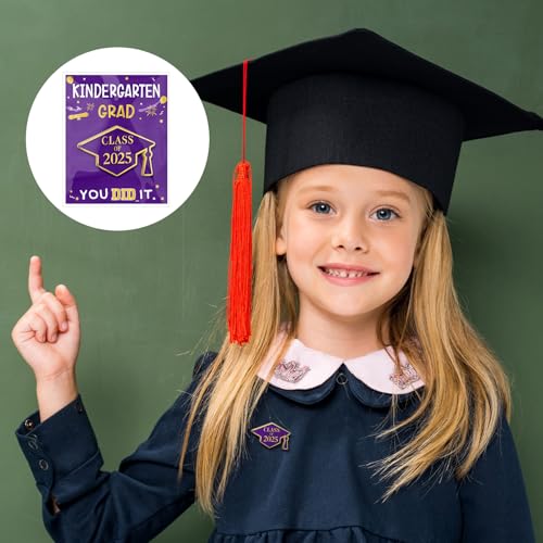 Image of 30 Pcs Kindergarten Graduation Gift Class of 2025 Graduation Pins Bulk Cap Emblem Lapel Pins with Card Souvenir Congrats Gift for Kindergarten