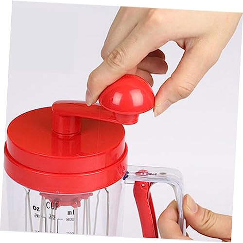 Manual Cake Batter Dispenser and Dough Mixer Handheld Pancake Funnel Tool for Crepes Muffins Red Baking Kitchen Gadget for Home Use - Image 4