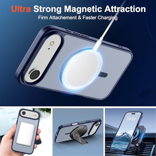 Image of SUPFINE Magnetic for iPhone Air Case (Compatible with MagSafe)(Military Grade Drop Protection) Slim Translucent Matte Shockproof with Anti-Fingerprint Phone Cover for 17 Air,Navy Blue