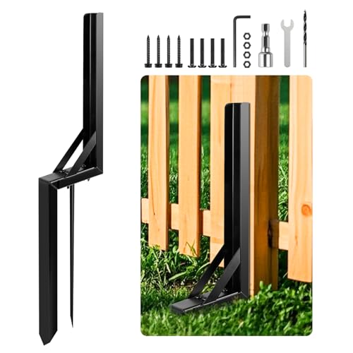 Orifesio Fence Post Repair Kit, Metal Fence Repair Spike, Heavy Duty Fixed Anchor, Steel Fence Post Support, Garden Ground Stakes for Repairing Tilted Broken Wooden Fence Posts, 1 Pack