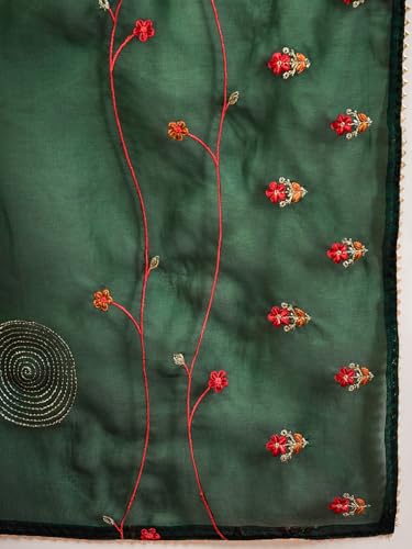 Image of INDO ERA Women's Embroidered Poly Silk Straight Kurta & Pant with Dupatta Set (SHTUR7223)