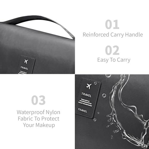 Image of Lcsmaokin Large Capacity Toiletry Bag Travel Bag with Hanging Hook for Men and Women Waterproof Travel Cosmetic Bag Bathroom Storage Bag for Brushes Set, Full-Sized Shampoo, Toiletries, Accessories,