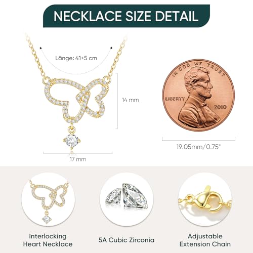 Image of Gifts for Mother Daughter Necklace -14K Gold Plated Interlocking Circles Zirconia Pendant Necklace, Dainty Mom Necklace for Women, Birthday Mother's Day Jewelry Gift for Her