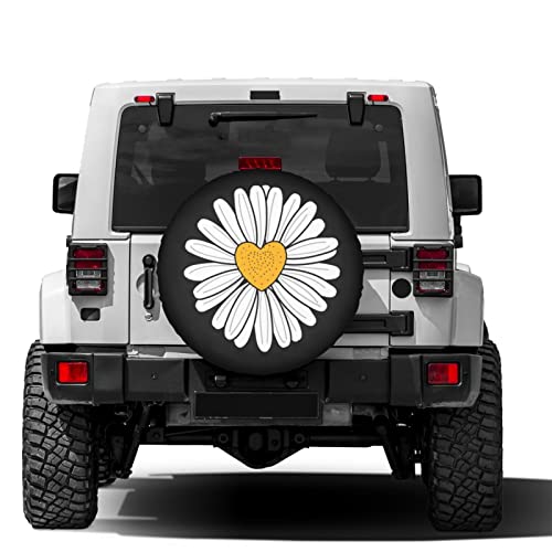 Image of Daisy Flower Spare Tire Cover Dust-Proof Wheel Tire Cover Fit Trailer, RV, SUV and Many Vehicle 17 Inch