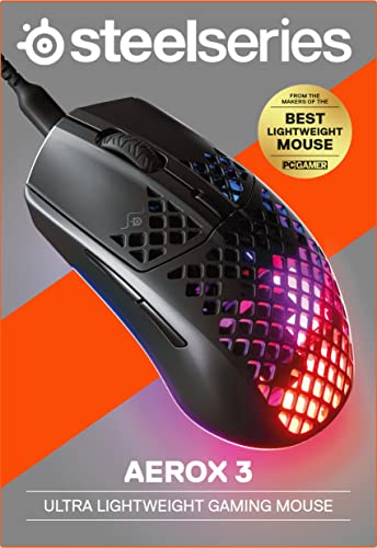 Image of SteelSeries Aerox 3 - Super Light Gaming Mouse - 8,500 CPI TrueMove Core Optical Sensor - Ultra-Lightweight 59g Water Resistant Design - Universal USB-C connectivity - Onyx (Renewed)