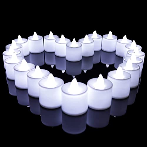 Yixintech キャンドルライト LED 蝋燭 LEDティーライトキャンドル 電池式 ろうそく おしゃれ 癒し 無香料 暖色 クリスマス/パーティー/結婚式/誕生日/お祭りのお祝いの装飾用 (ホワイト, 48個セット)