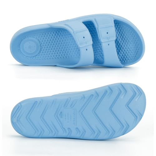Image of Totes Kids Everywear Double Buckle Slide Sandals Lightweight Waterproof Slides with Textured Footbed