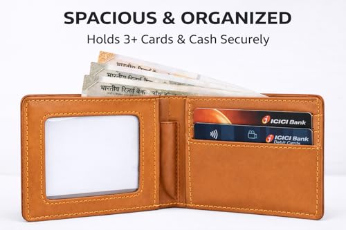 Image of Customized Wallet for Men with Name & Charm (Tan) | Personalised Stylish Leather Wallet for Boy | Personalized Unique Gift with Card Slots & Cash Compartment for Boys, Employees