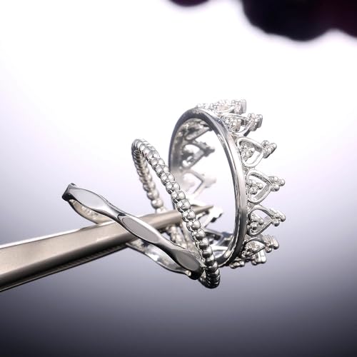 RKKOJJO 925 Sterling Silver Crown-Shape Stackable Rings Engagement Ring Wedding Band Rings for Women3
