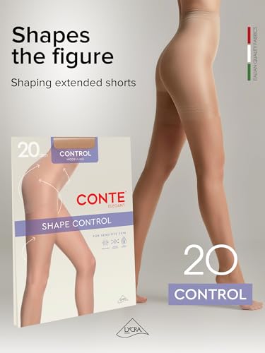 Image of Conte Women's Nude Body Shaping Sheer Compression Pantyhose Tights - Control