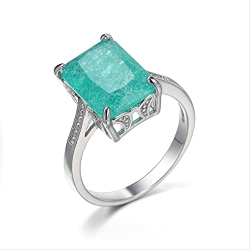 Bague émeraude argent 925 anti-ternissement anneau tourmaline pour peau sensible