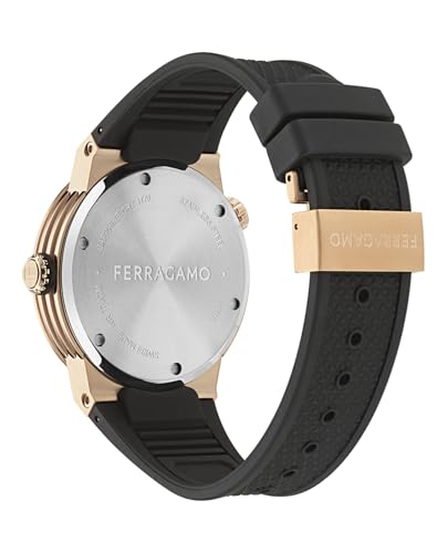 Ferragamo F-80 GMT Worldtime Collection Luxury Mens Watch Timepieces with a Black Strap and Dial Featuring a Rosegold Case3