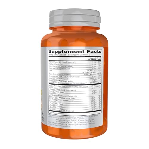 Image of NOW Sports, Energy Extreme, Natural Caffeine and B Vitamins, 90 Veg Caps