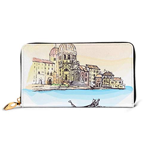 Preisvergleich Produktbild JHGFG Mode Handtasche Reißverschluss Brieftasche Italien Kathedrale von Venedig Santa Maria Telefon Kupplung Geldbörse Abendkupplung Blockieren Leder Brieftasche Multi Card Organizer